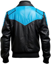 Men's Vintage Black Genuine Lambskin Leather Bomber Jacket